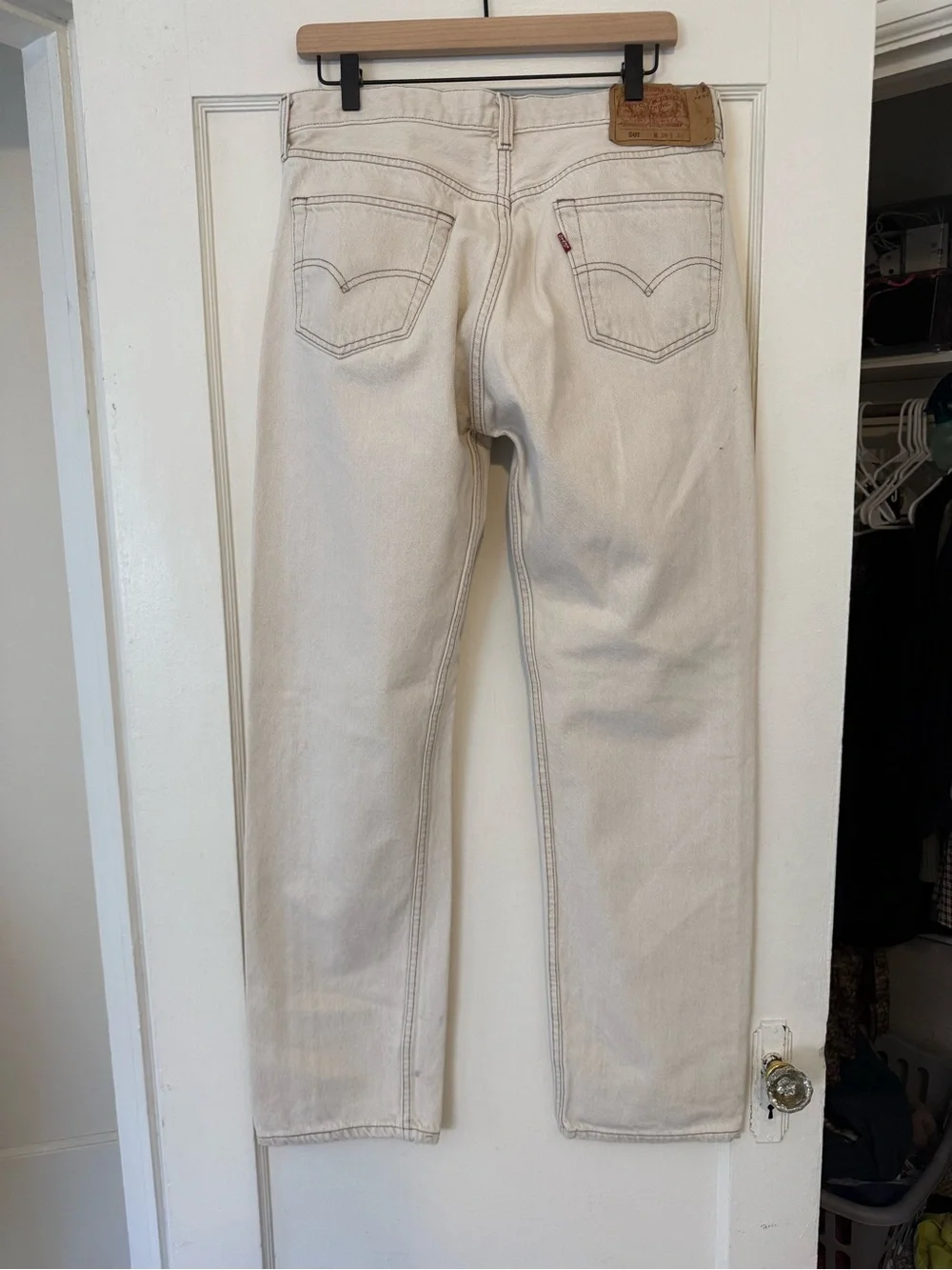 Vintage 1997 Levi’s 501-0612 Made in USA Texas classic cream straight leg 36x34